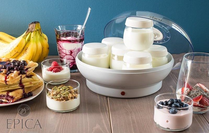 Epica Electric Yogurt Maker with 7 Dishwasher-Safe Glass Jars and Lids